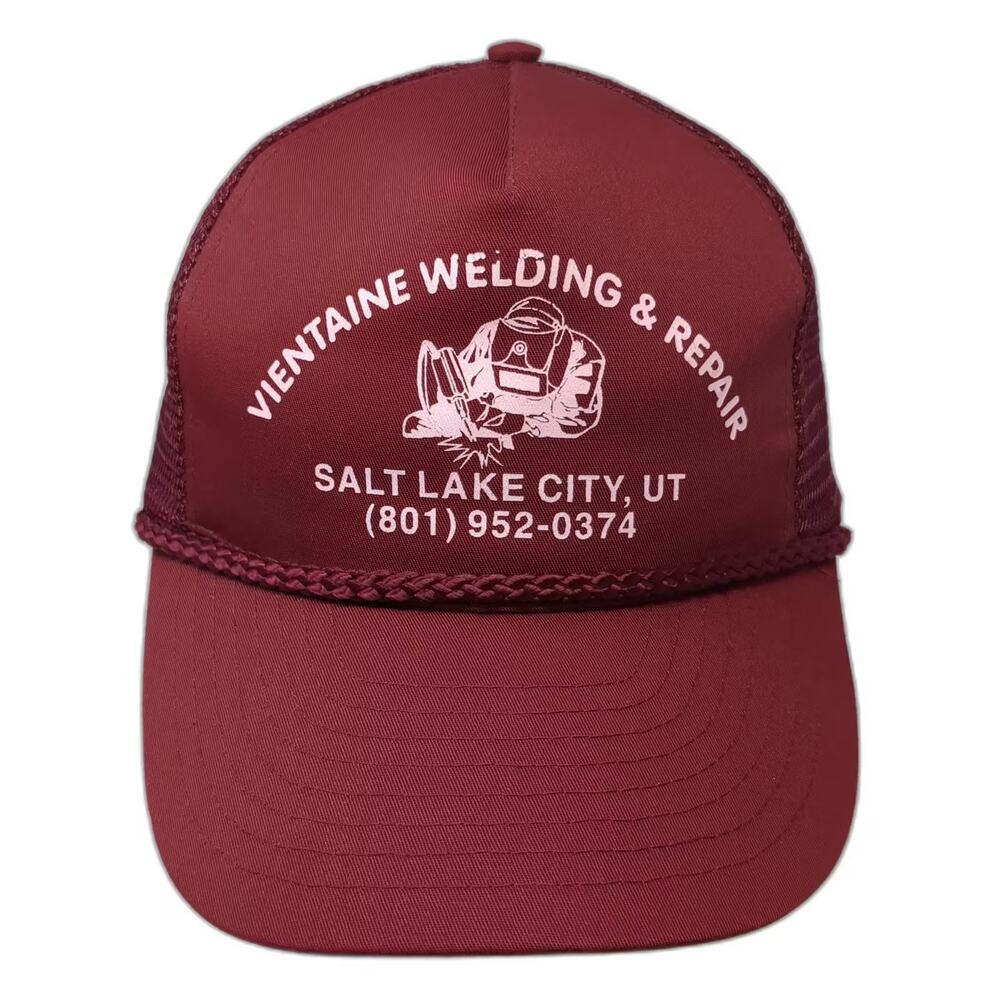 Nissun Trucker Hat Red White OS Welding Salt Lake City Utah Rope Snapback